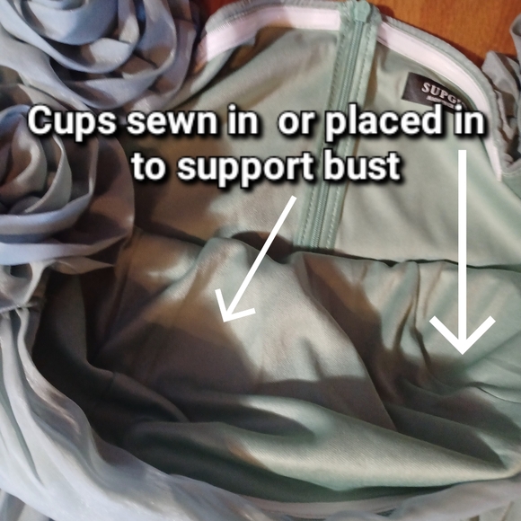 Green Maxi Pl Maternity Dress Puff Sleeves RosesGathering  Check Measurements - Picture 5 of 15